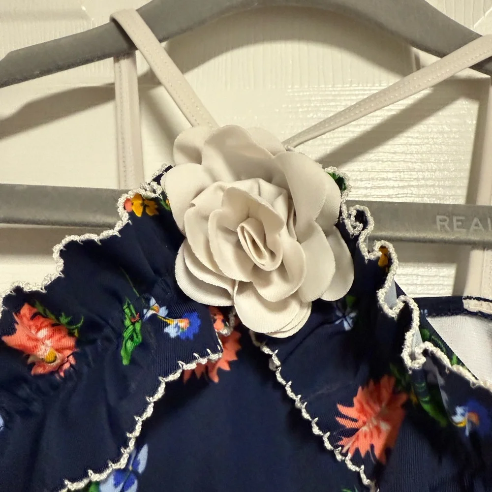 Janie and Jack Navy Floral Swimsuit